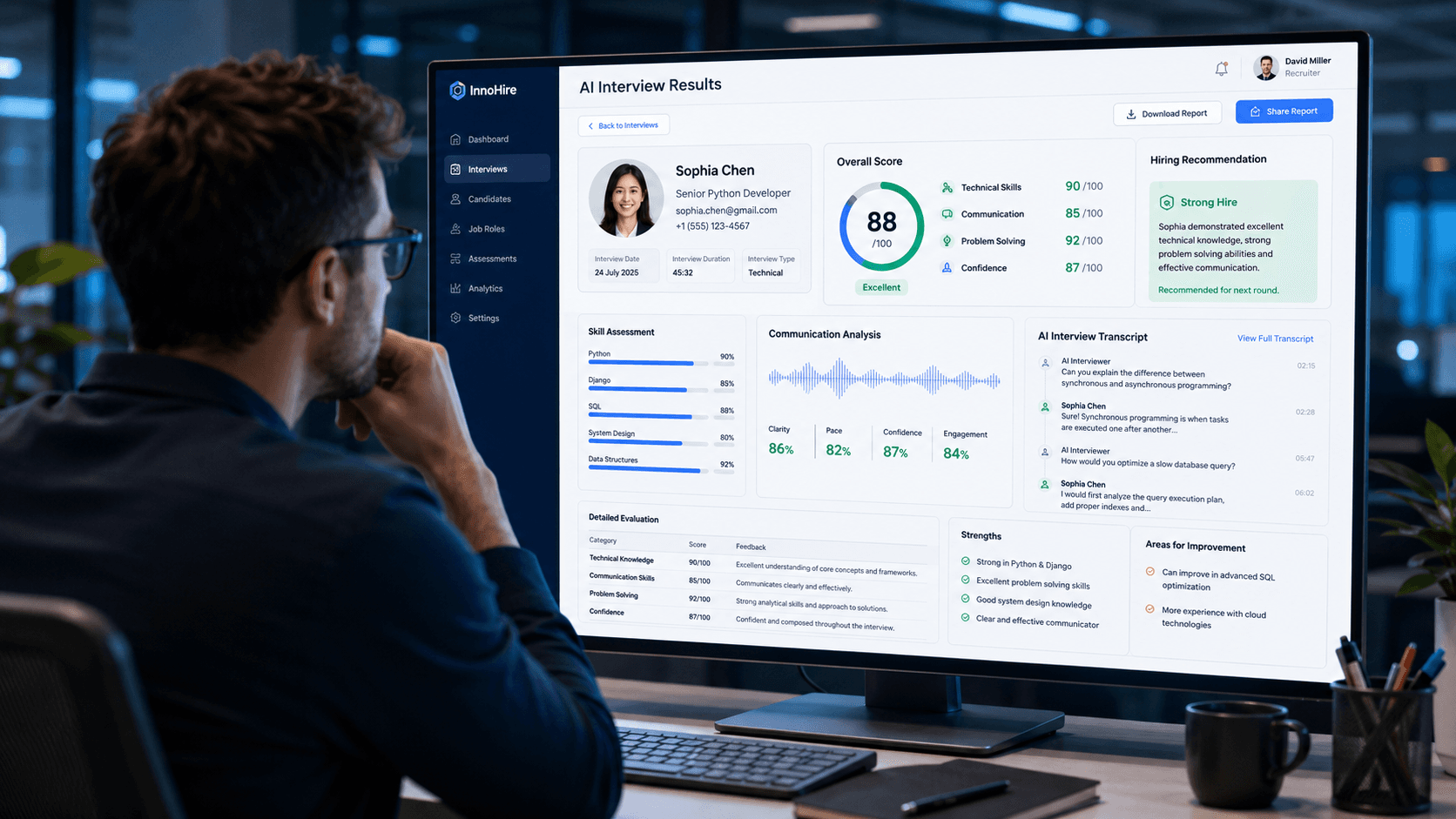 AI interview results and scoring