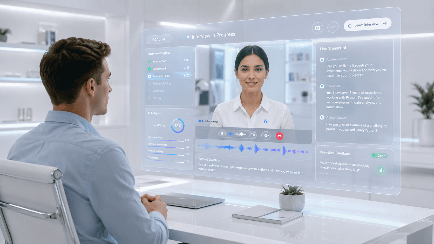 Candidate in an AI-led interview